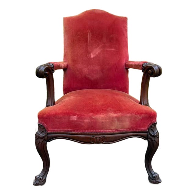 Mid 20th Century Louis XIV Style High Back Throne Style Open Armchair For Sale