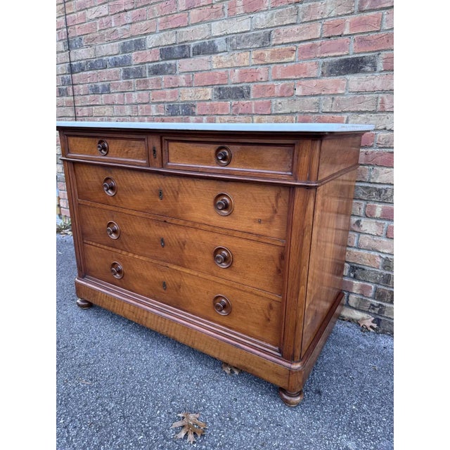 19th Century French Chest W/White Marble Top For Sale - Image 9 of 11