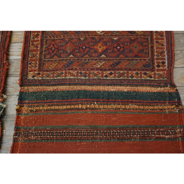 1900s Blue Navy Geometric Tribal Antique Pair of Persian Sumak Carpets 1'8" X 3'5" Woven Wool Rugs For Sale In New York - Image 6 of 10
