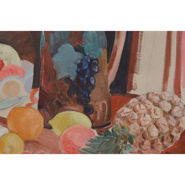 Joseph Yeager Still Life With Fruit, Pineapple, and Pitcher Interior 1940 For Sale - Image 4 of 5