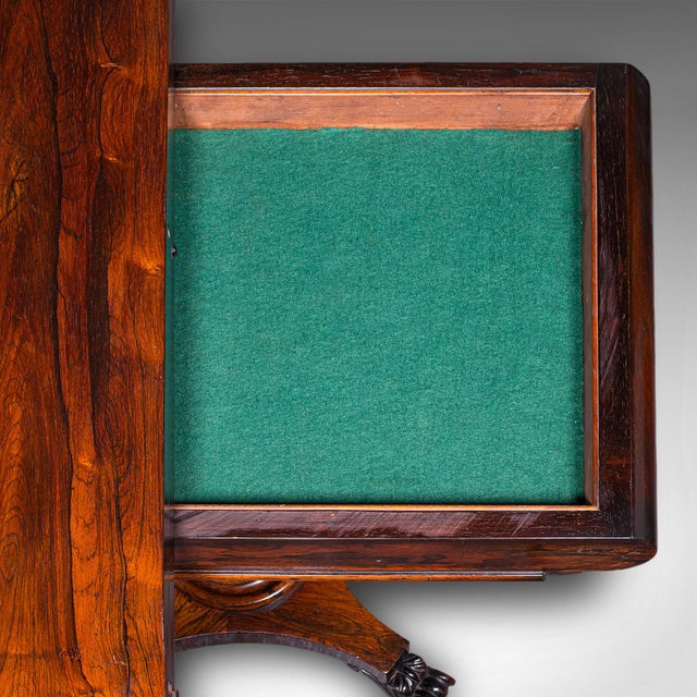 Antique Fold-Over Card Table, English, Games, Console, Bridge, Early Victorian For Sale - Image 10 of 12
