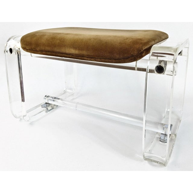 Transparent Vintage Lucite Stool Ottoman For Sale - Image 8 of 13