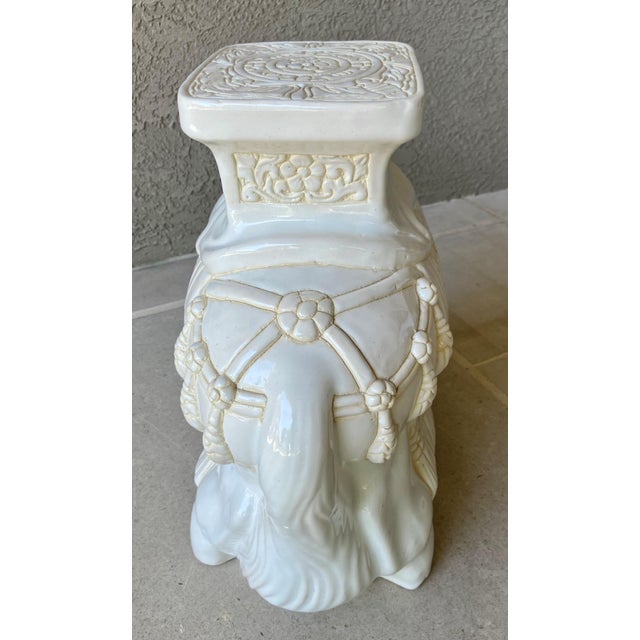 1980s Circa 1980 Fabulous Linen-Hued Earthenware Pony Garden Stool / Plant Stand For Sale - Image 5 of 18