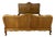 Vintage French Louis XVI Oak Double Bed Frame with Carved Headboard For Sale