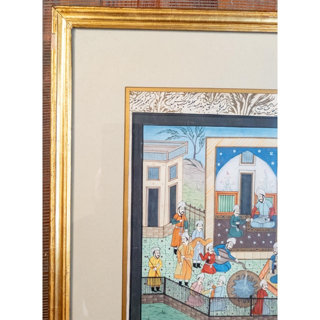 Tribal Early 20th Century Middle Eastern Persian Moghul Style Illuminated Book Page For Sale - Image 3 of 12