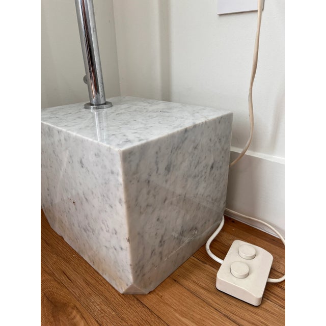 Mid Century Modern Harvey Guzzini Chrome and Marble Arc Floor Lamp For Sale - Image 11 of 13