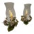 Vintage Italian Painted Tole & Glass Candle Hurricanes -a Pair For Sale