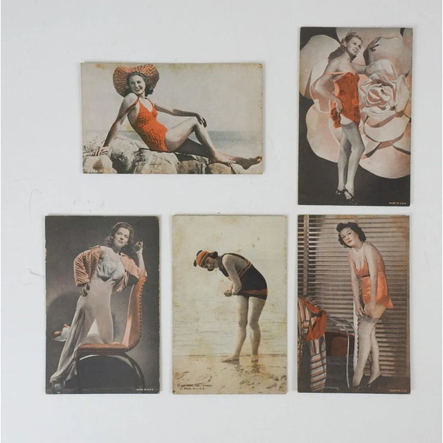 1940s Vintage 1940s Pinup Girls Arcade Card Collection Photograph Prints - Set of 5 For Sale - Image 5 of 5