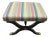 Beautifully painted and detailed X-base ottoman / stool with new striped silk upholstery. A wonderful decorative accent...