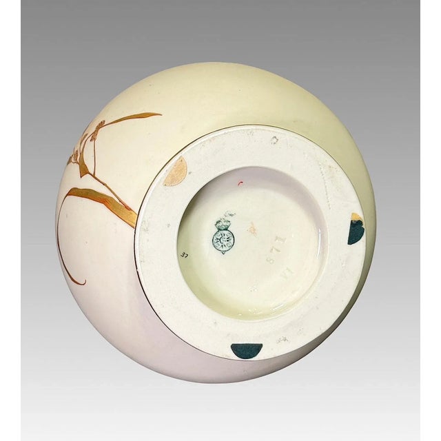 Antique Royal Worcester Porcelain Dolphin Handled Gilt Vase With Pink Pelicans, 1884 #871 Aesthetic Movement For Sale - Image 13 of 14