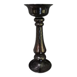 Vintage Art Glass Amber Tall 16.5'' Floor Table Candle Holder For Sale