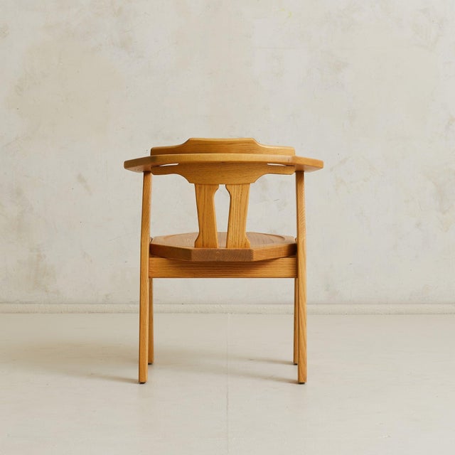 French Octagonal Oak Dining Table with Four Chairs, 1960s For Sale - Image 9 of 11