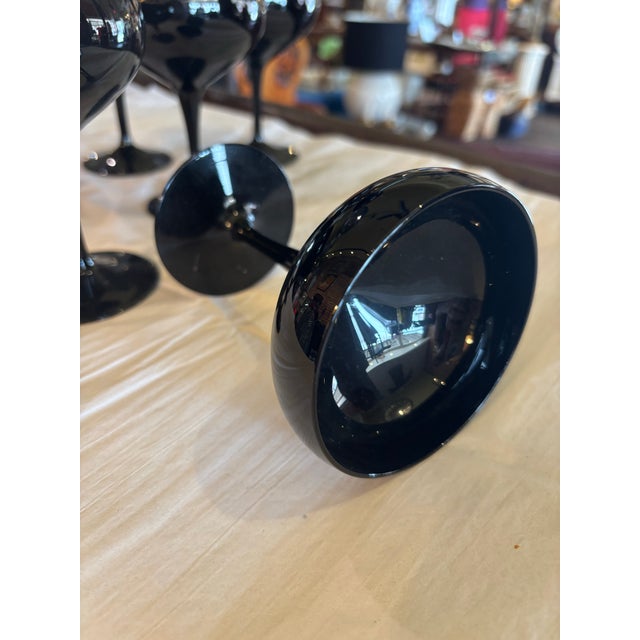 Contemporary 1990s Opaque Black Glass Champagne Coupes - Set of 8 For Sale - Image 3 of 7