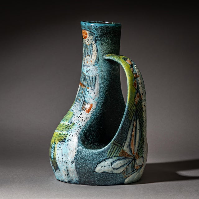 Mid-Century Modern Color-Glazed Ceramic Jug by Bruno Baratti Pesaro, Italy, Mid-20th Century For Sale - Image 3 of 18