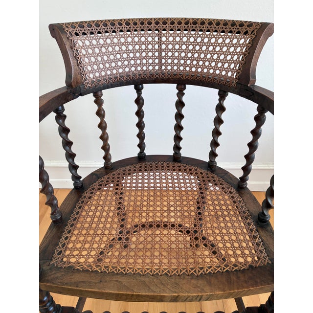 Edwardian Barley Twist Armchair With Cane, English, Early 20th Century For Sale - Image 12 of 16