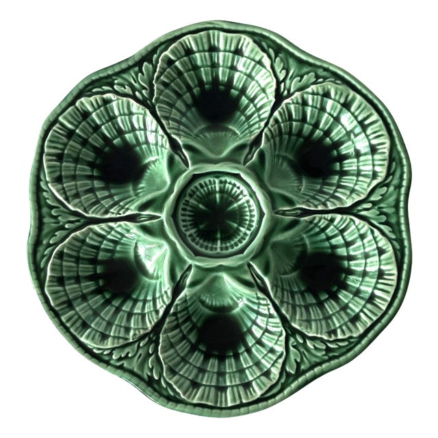 Majolica Oyster and Seafood Plate from Sarreguemines, France, 1940s For Sale