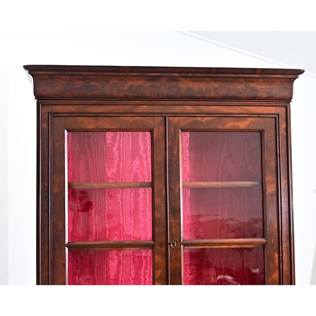Edit Early 19th Century French Louis Philippe Mahogany Bibliotheque with Silk Interior For Sale - Image 10 of 15