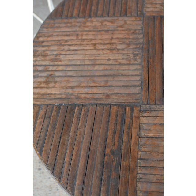 Wood 1960s Vintage Rustic Burnt Bamboo Round Folding Occasional / Patio or Game / Tea Table For Sale - Image 7 of 15