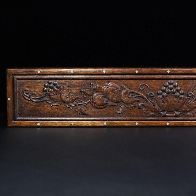 Huali Rosewood Scroll Box Inlaid With Mother-of-Pearl For Sale - Image 4 of 9