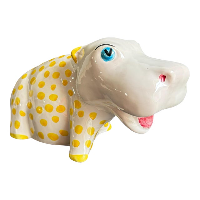 Vintage Hippo Piggy Bank Italian Hand Painted Made in Italy For Sale