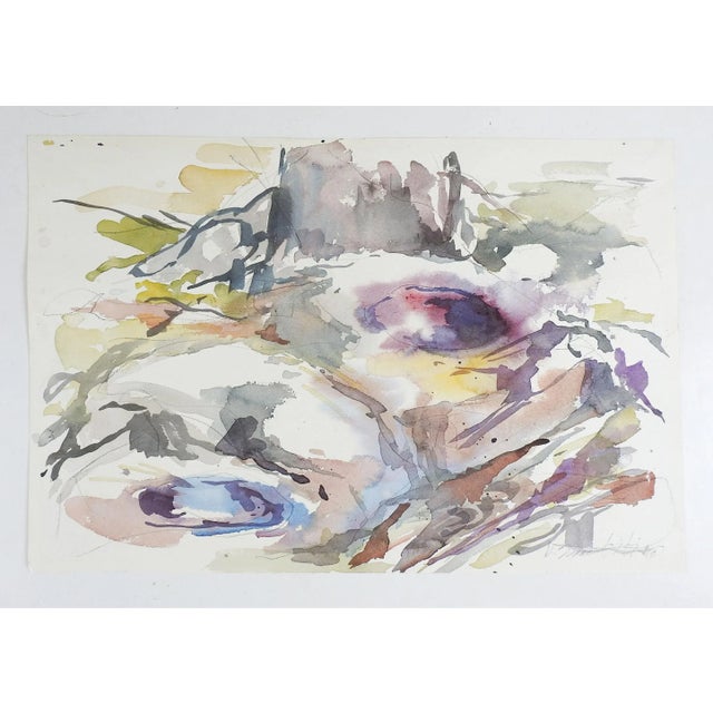 Late 20th century watercolor on paper abstract painting. Signed Betty Isaac Ray lower right. Unframed, minor age toning.