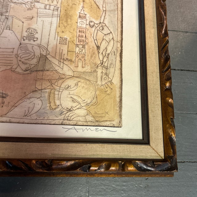 1960’s Original Irving Amen Abstract Illustration Lithograph “Dancer’s Dream” For Sale - Image 4 of 6