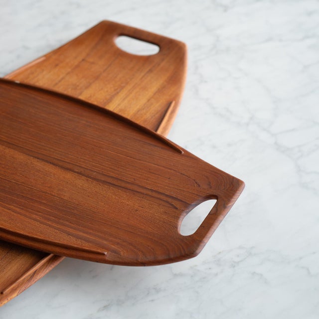 Mid-Century Modern Danish Teak Serving Cheese Charcuterie Boards by Jens Quistgaard for Dansk, Pair For Sale - Image 3 of 9