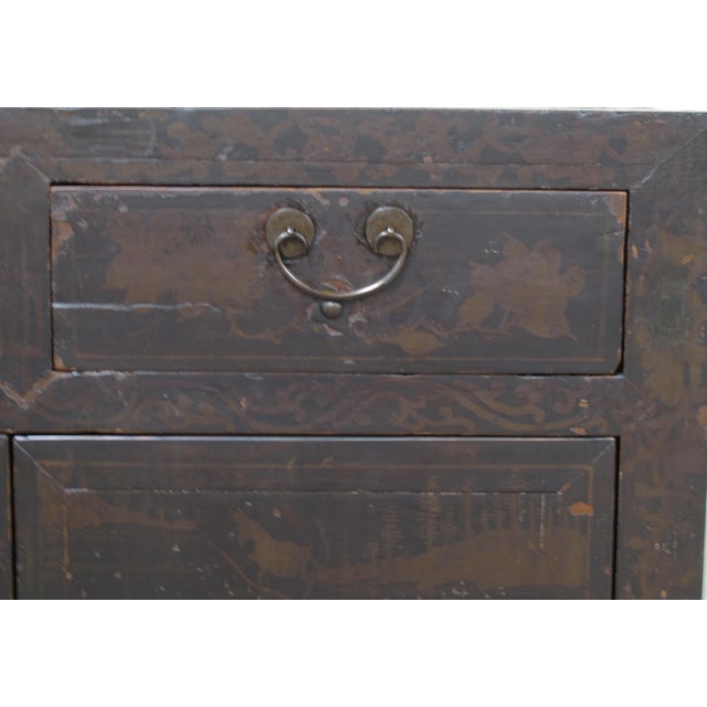 Circa 1926 Antique Chinese Dark Brown Painted Sideboard With Four Drawers and Four Doors For Sale In Greensboro - Image 6 of 13