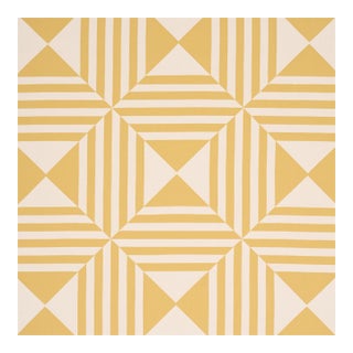 Schumacher Square In A Square Fabric in Yellow For Sale