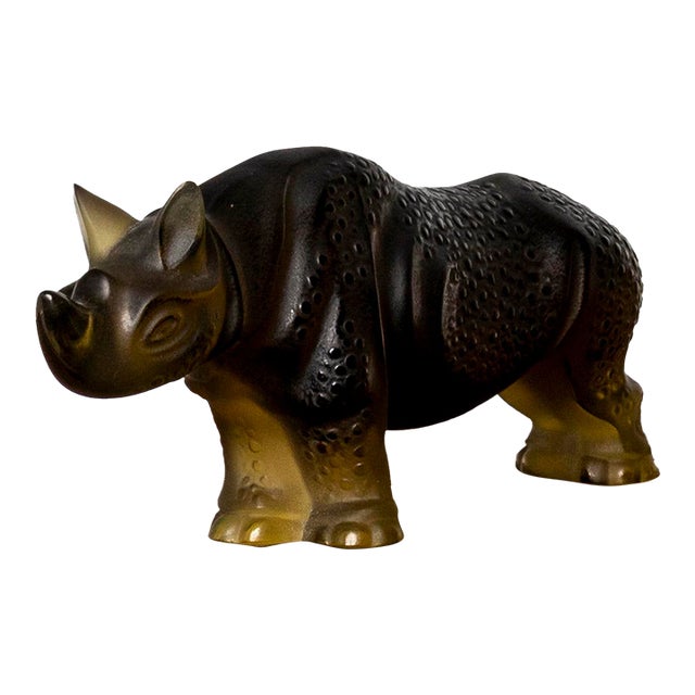 Mid 20th Century Lalique Rhino For Sale