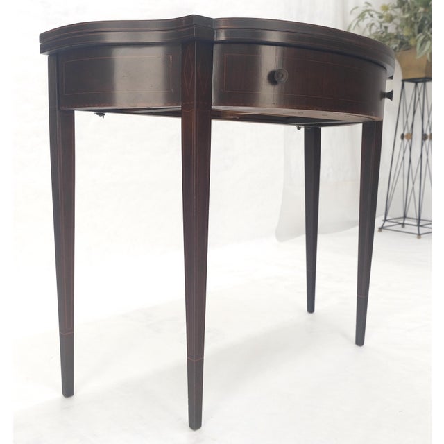 Wood Flip Top Mahogany One Drawer Console Game Sofa Breakfast Top MINT For Sale - Image 7 of 18