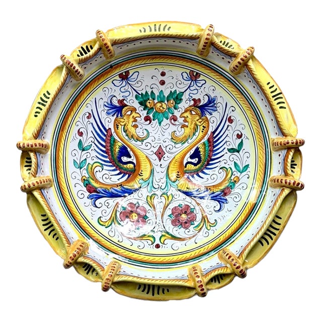 Vintage Sberna Deruta Raffaellesco Sculptural Maiolica Centerpiece Bowl For Sale