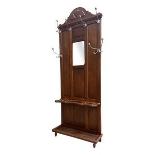 Antique Oak Entrance Hall Wardrobe, 1890s For Sale