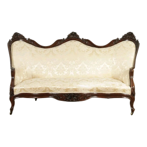 Antique John Henry Belter Rococo Revival Rosewood Sofa Scalamandre Fabric