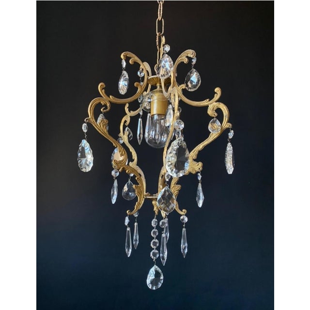 Antique Chandelier with Crystals, 1960s For Sale - Image 3 of 8