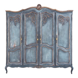 Vintage Country French Four Door Armoire For Sale