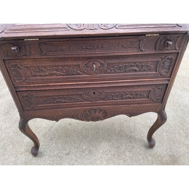 Vintage French Secretary Desk With Key For Sale - Image 9 of 11
