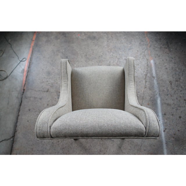 Late 20th Century Late 20th Century Universal Furniture Hepplewhite Style Modern Gray Slipper Arm Chair Nailhead For Sale - Image 5 of 11