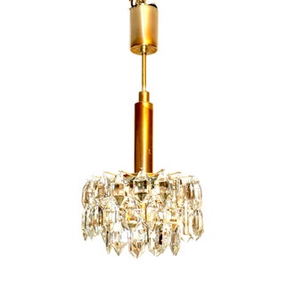 Brass and Lead Crystal Chandelier from Bakalowits & Söhne, Vienna, Austria, 1960s For Sale
