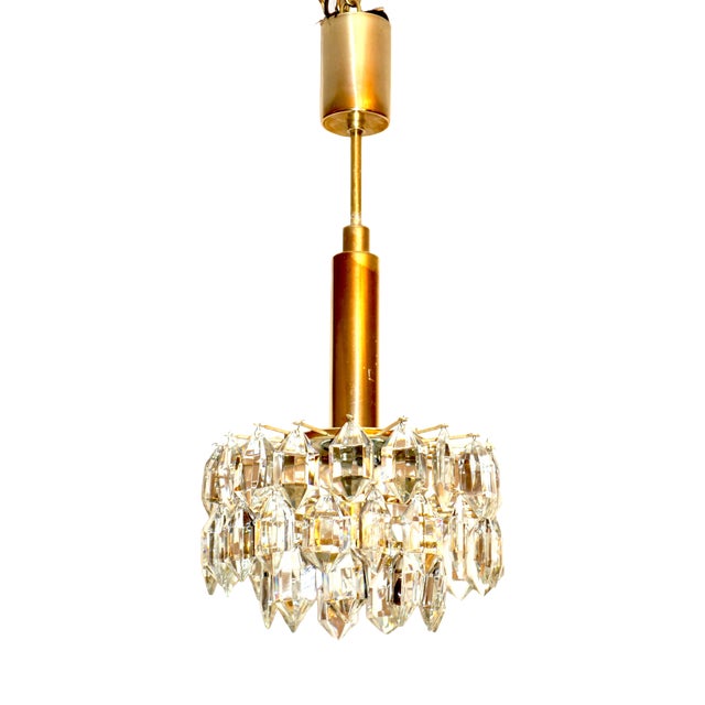 Brass and Lead Crystal Chandelier from Bakalowits & Söhne, Vienna, Austria, 1960s For Sale