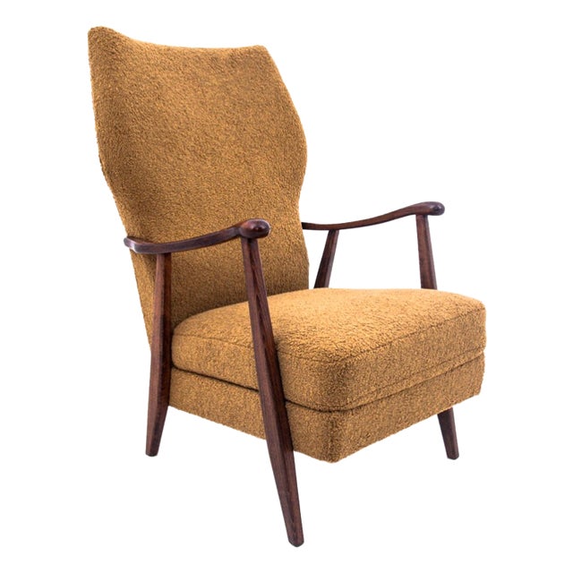 Vintage Yellow Armchair in Bouclé Fabric, Denmark, 1960s For Sale