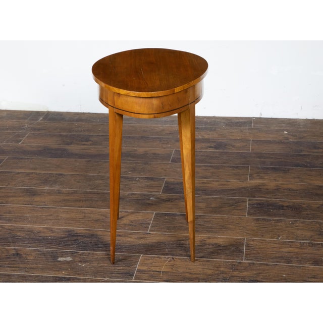 19th Century French Neoclassical Style 19th Century Walnut Table with Oval Top, Tapered Legs For Sale - Image 5 of 12
