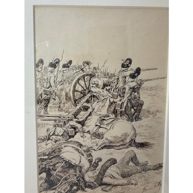 Original 19th Century Antique Henri Pille Military War Battle Pen Ink Drawing For Sale In New York - Image 6 of 18