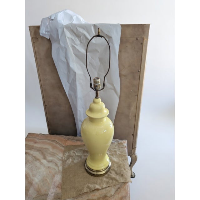 1960s Vintage Butter Yellow Ceramic Ginger Jar Table Lamps - Set of 4 For Sale - Image 5 of 8
