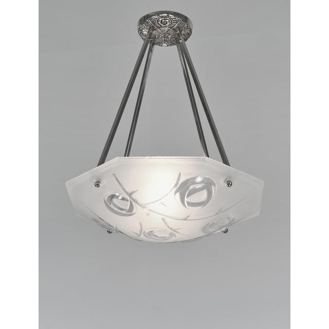 David Gueron Degue French Art Deco Pendant Light by Degue 1930 France For Sale - Image 4 of 9