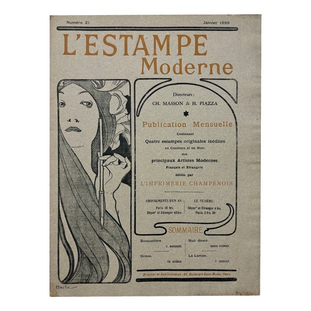 Mucha, Cover for l'Estampe Moderne, 1899, Lithograph For Sale
