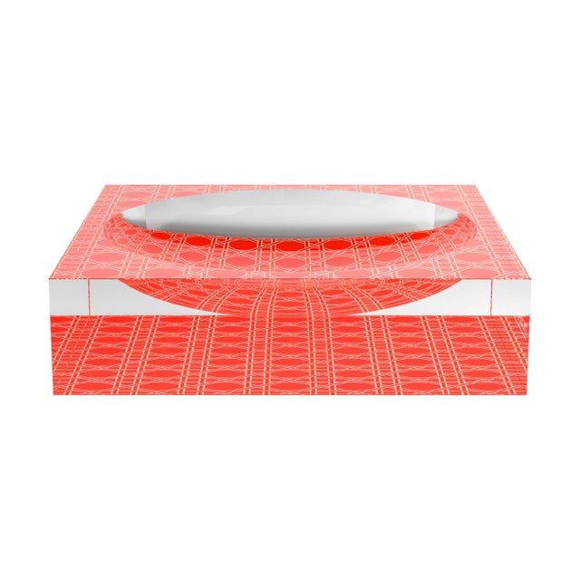 2020s Sublime Trellis Salmon Acrylic Candy Catchall Dish, Large For Sale - Image 5 of 9