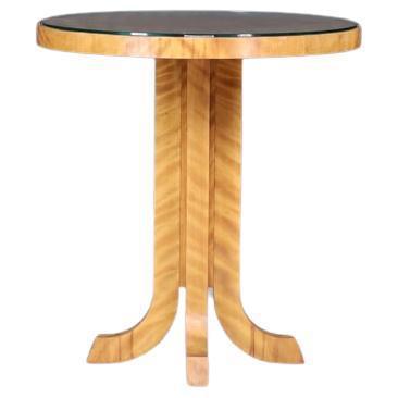 Art Deco Round Side Table in Birch, Prague, 1930s For Sale - Image 9 of 9