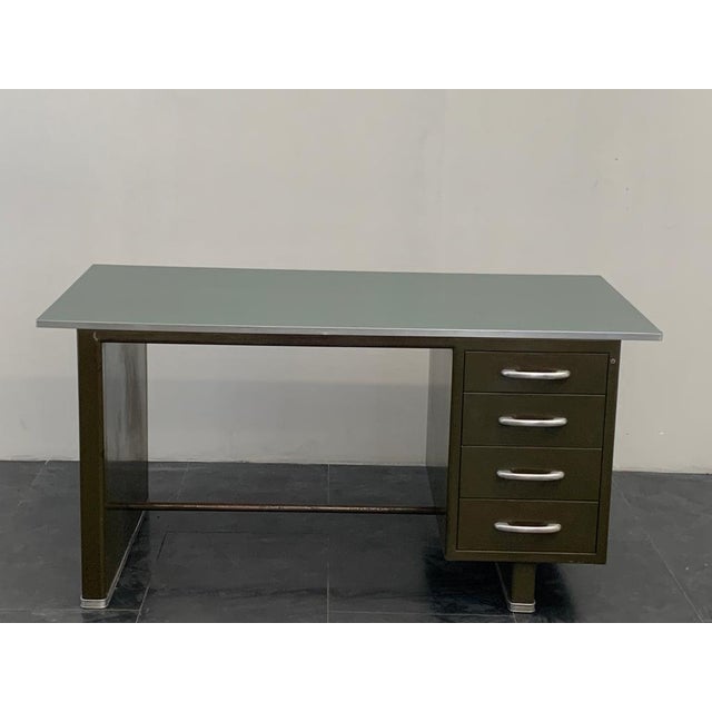 Industrial Aluminium Desk with Laminate Top from Carlotti, 1950s For Sale - Image 3 of 11