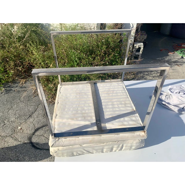 Milo Baughman Style Chrome Upholstered Stool For Sale - Image 12 of 13